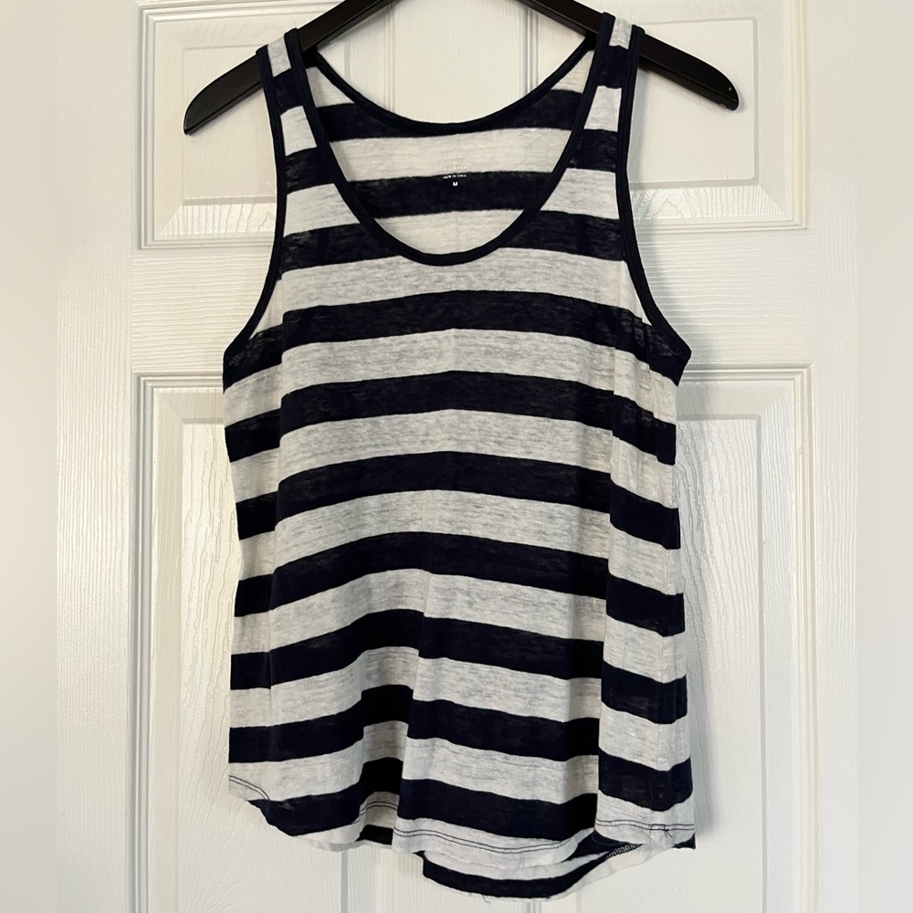 J Crew Stripes Linen Tank Top